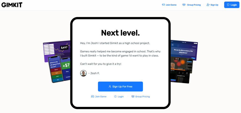 gimkit sign up page