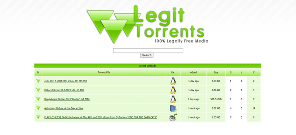 Legit torrents homepage
