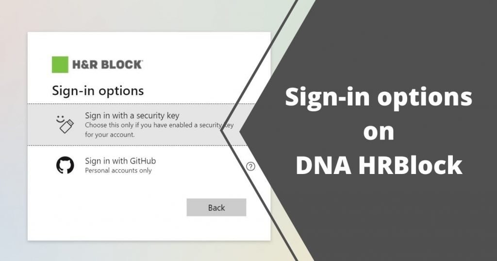sign-in options on DNA HRblock