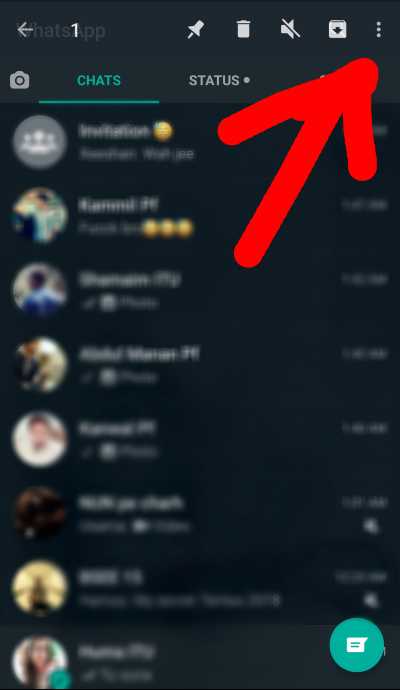 Click on the 3 dots in Whatsapp Application
