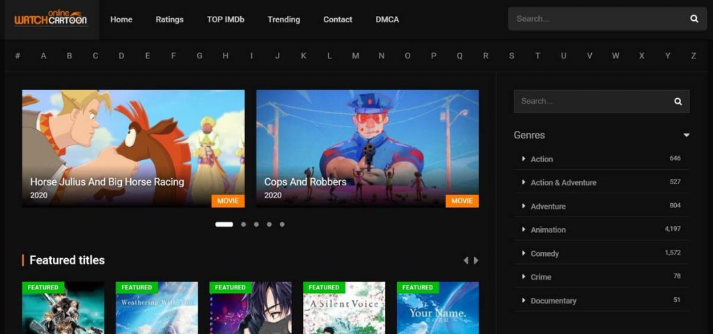 watchcartoononline working Website homepage screenshot