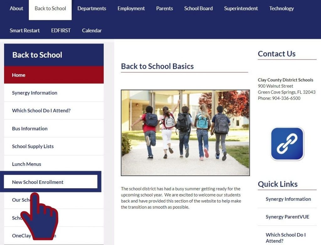 Click on new school enrollment