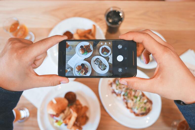 A Girl making food video for social media