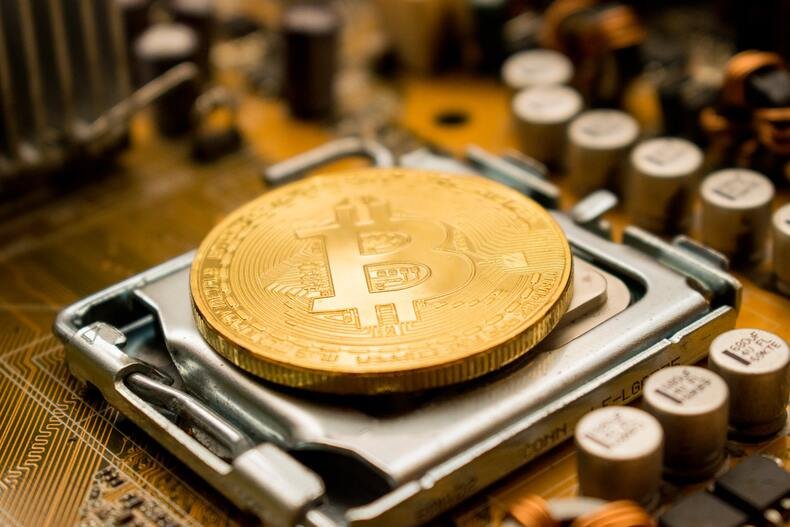 crypto coin on a board