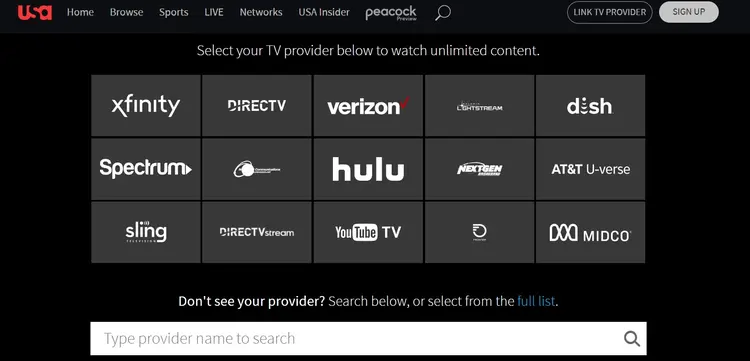 usanetwork providers