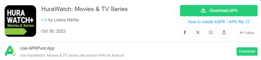Hurawatch: movies and tv series platform mobile apk download website screenshot